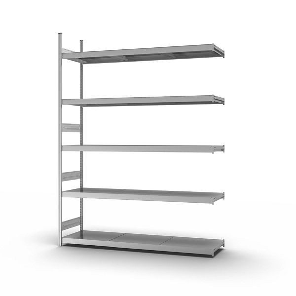 hofe Großfach-Anbauregal, 3000x500x2200 mm, 5 Fachebenen, verzinkt, 350 kg Fachlast, 2000 kg Feldlast, zweiseitige Bedienung, GZA30522B