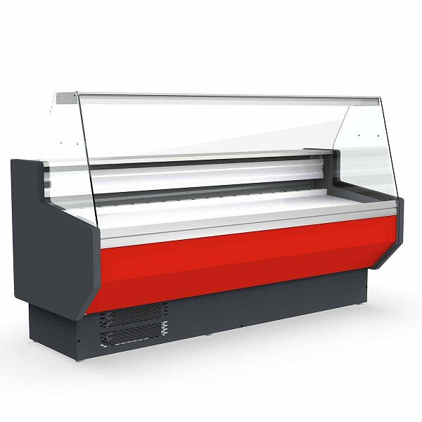 Vaiotec TOPLINE Kühltheke 250 - gerades Frontglas "rot", 246,5x80x123,5 cm, 10751