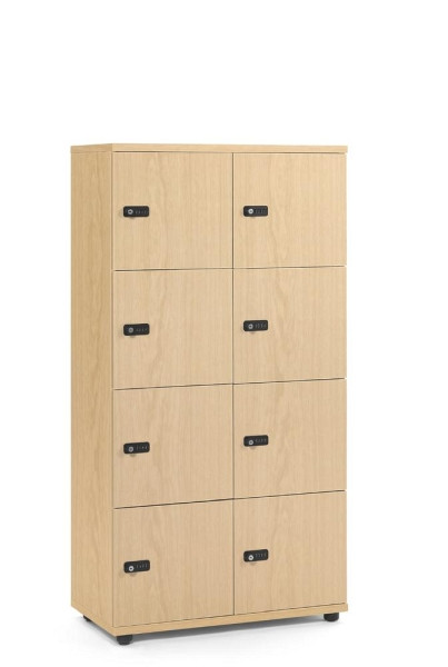 Deskin Schließfachschrank OFFICE-LINE mit 8 Fächern, Buchedekor, 800 x 420 x 1530 mm, ohne Posteinwurf, 2 Abteile, Korpus: Buchedekor, 289960