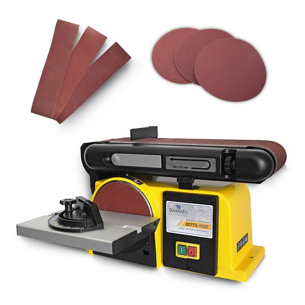 BAMATO Band- und Tellerschleifer inklusive Schleifset & Klettauflage, BDTS-900
