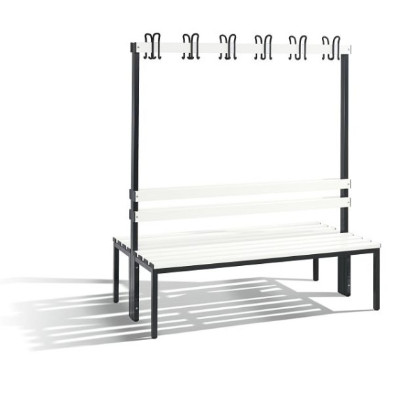 C+P Garderobenbank 2-seitig, H1650xB1500xT750 mm, Reinweiß, 8051-200 S10026