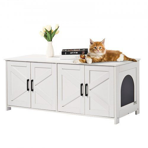 VEVOR Katzentoilette Katzenklo Schrank Katzenschrank 1,19x0,46x0,5m Weiß, JSDMMSPWQ472Z9PLHV0