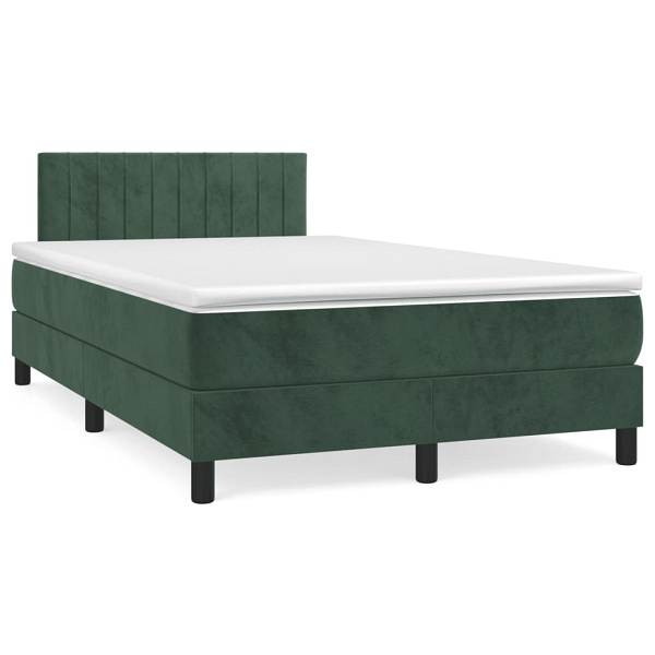vidaXL Boxspringbett mit Matratze Dunkelgrün 120x190 cm Samt, 3269852