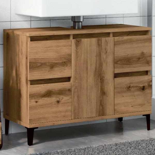 vidaXL Waschbeckenunterschrank Artisan-Eiche 80x33x60 cm Holzwerkstoff, 857130