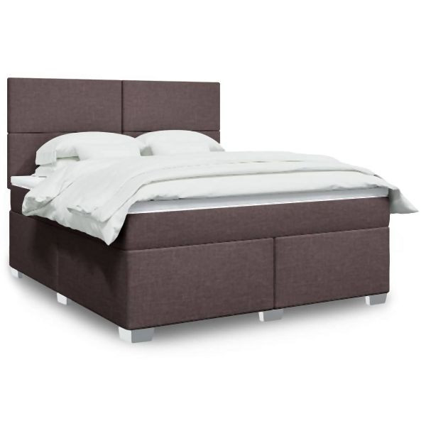 vidaXL Boxspringbett mit Matratze Dunkelbraun 180x200 cm Stoff, 3290563
