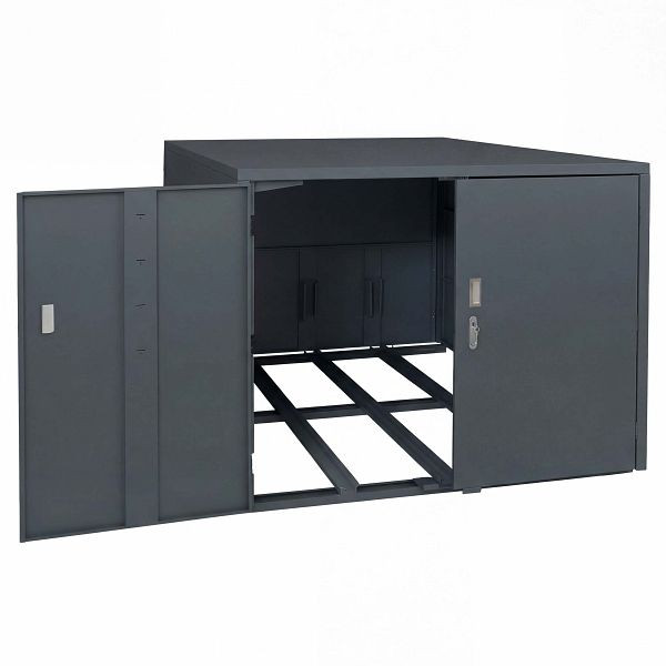 Mendler 3er-Fahrradgarage HWC-P93, Fahrradunterstand Fahrradbox Bikebox, abschließbar verzinkter Stahl 124x148x208cm, anthrazit, 120415+120414+120416