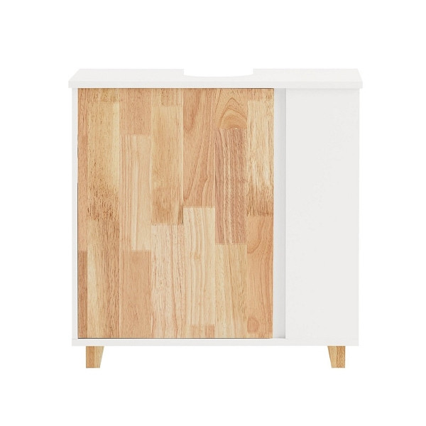 SoBuy Waschbeckenunterschrank mit zwei Türen Weiß 59x40x60 cm, Funktional, BZR75-W