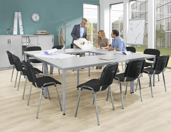 Deskin SET-ANGEBOT Besprechungstische BASE MODUL, bestehend aus 12 Stühle ISO, 4 Besprechungstische BASE MODUL, alusilber, 360058