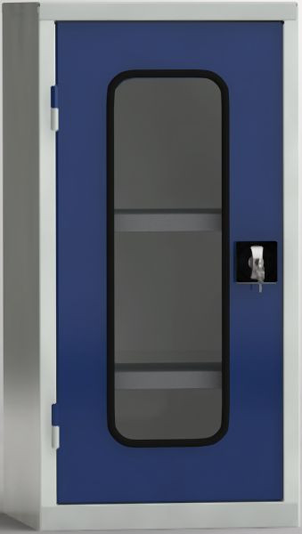 KLW Universalschrank, 500mm breit, 1000x500x430mm, Flügeltür mit Acrylglas-Sichtfenster, 2 verzinkte Fachböden, verstellbar, 7FN-AF1000FL-5024XRB