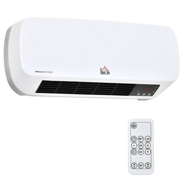 HOMCOM Heizlüfter zur Wandmontage 2000W mit Fernbedienung 2 Heizmodus LED-Display 12h Timer für Badezimmer, 820-254