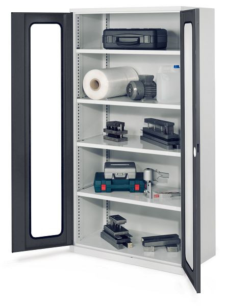 Kappes Schwerlastschrank ohne Mitteltrennwand, 1950 x 1000 x 600 mm, Mod 41, RAL 7035/7016, Sichtfenstertür, 4 Fachböden verzinkt, 1462.02.5024