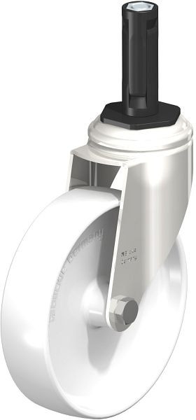 Blickle LKRXA-PO 126G-11-EXR12 Edelstahl-Apparate-Lenkrolle mit Expander, Polyamid, Weiß, 853566