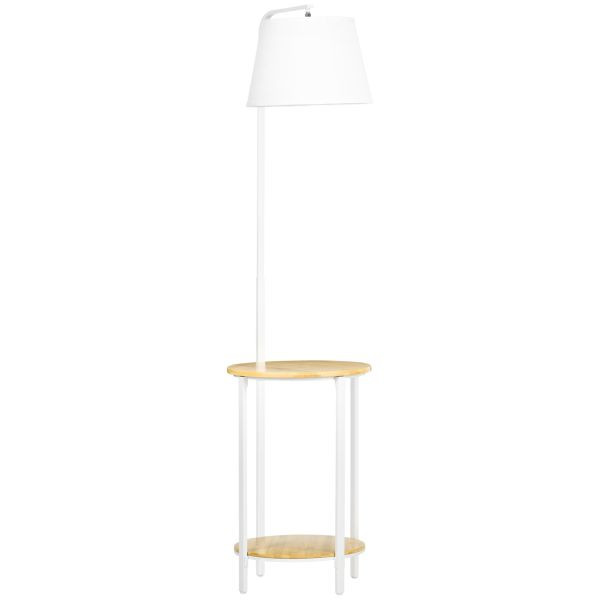 HOMCOM Stehleuchte, Standlampe mit 2 Ablagen, 40 W Stehlampe, Standleuchte, Weiß, B31-320