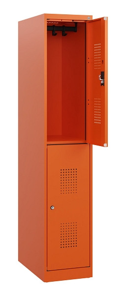 C+P Doppelstöckiger Spind Evolo PLUS, 2 Fächer, 1530x300x500mm, 2004/2004, Zylinderschloss, 0493005-10 S10069