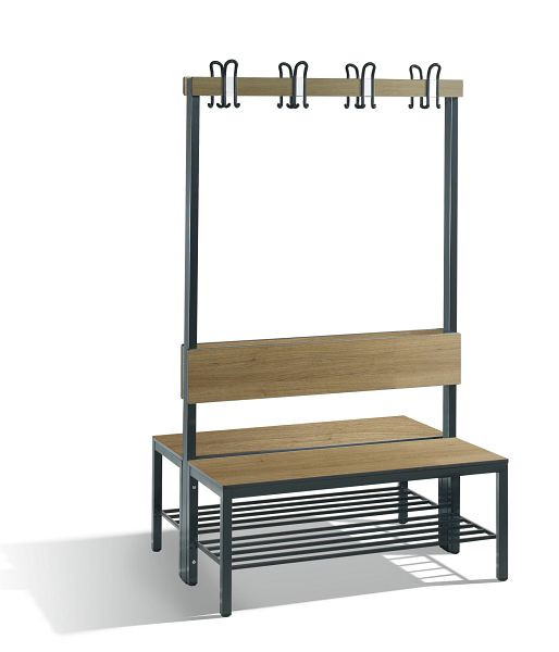 C+P Doppelseitige Garderobenbank mit Rückenlehne, Basic Plus, H1650xB1000xT760mm, 8060-210 S10001