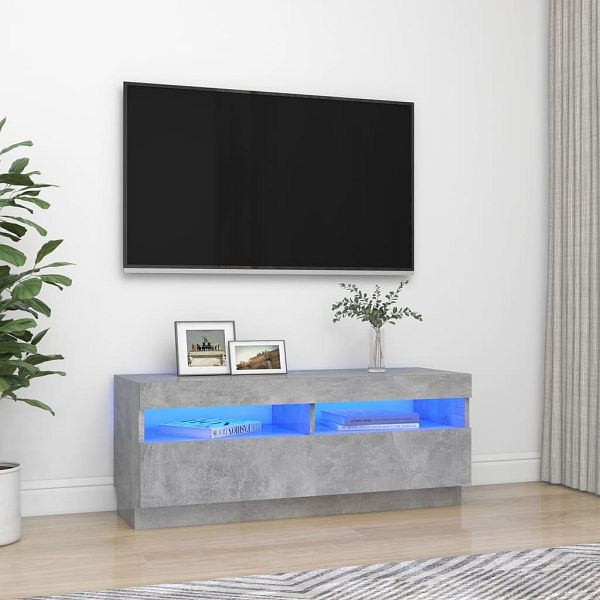 vidaXL TV-Schrank mit LED-Beleuchtung Betongrau 100x35x40 cm, 804458