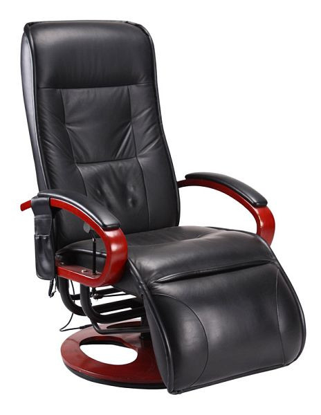 Mendler Relaxliege ARLES II, Relaxsessel Massagesessel, MIT Massage, Leder, schwarz, 11746