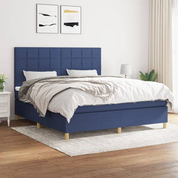 vidaXL Boxspringbett mit Matratze Blau 180x200 cm Stoff, 3142359