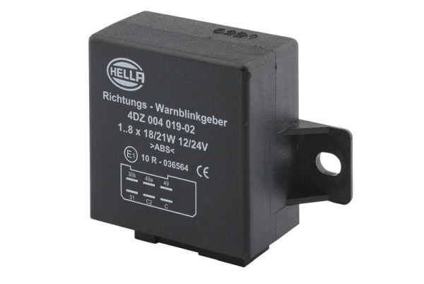HELLA Blinkgeber, 12/24V, 6-polig, Anbau, elektronisch, mit Halter, 4DZ 004 019-021