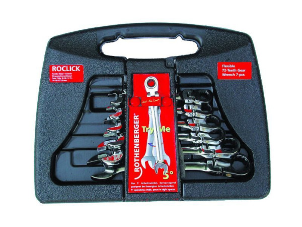 Rothenberger Maul/Gelenk-Ratschenschlüssel ROCLICK Set, 7tlg, 70490