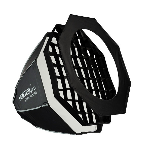 Walimex pro Studio Softbox Octagon 60cm, um 360° drehbar, einfacher Aufbau, inkl. Grid, Maske, 1023431