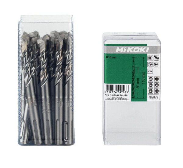 HiKOKI HM-Hammerbohrer SDS-Plus 2-Schneider 10 x 50/110 mm, VE: 25 Stück, 782679