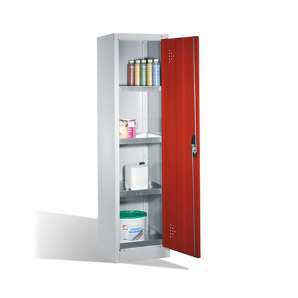 C+P Umweltschrank Acurado, H1950xB502xT500mm, Farbe: Lichtgrau / feuerrot, Muldengriff, 8901-315 S10151