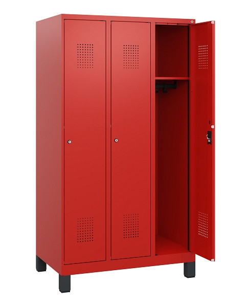 C+P Spind Evolo PLUS, Füße, 3 Abteile, 1630x900x500mm, 3020/3020, Zylinderschloss, 0490105-30 S10052