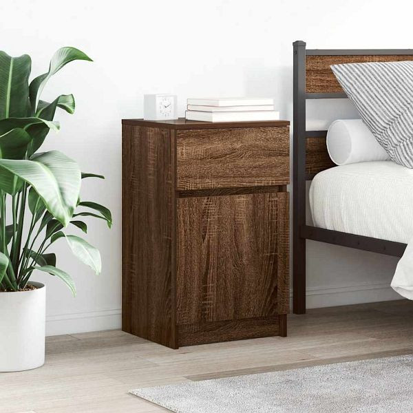 vidaXL Nachttische 2 Stk. Braun Eichen-Optik 39x35x65 cm Holzwerkstoff, 861332