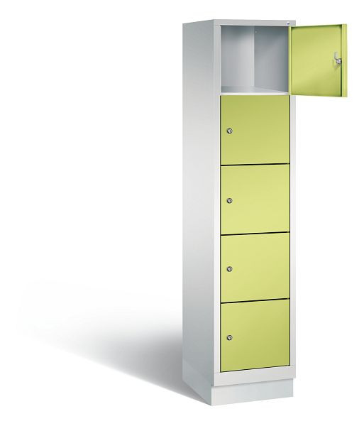 C+P Schließfachschrank Evolo, H1800xB420xT500mm, Farbe: Lichtgrau / Viridingrün, 48020-125 S10076