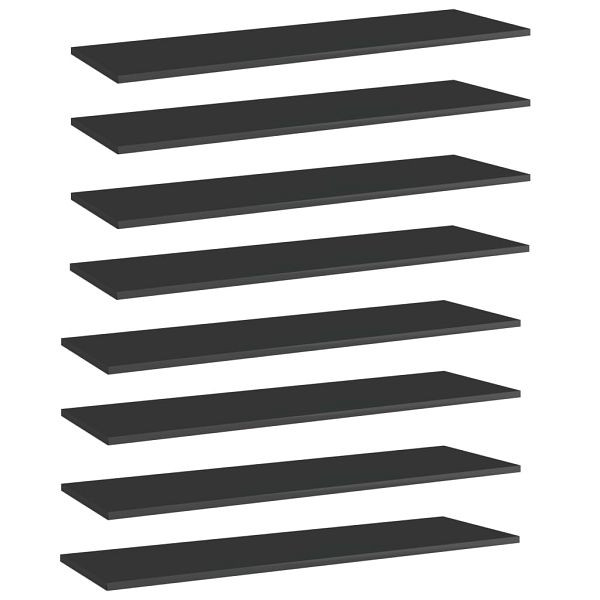 vidaXL Bücherregal-Bretter 8 Stück Hochglanz-Schwarz 100x30x1,5 cm, 805407
