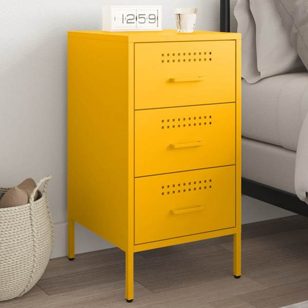 vidaXL Nachttisch Senfgelb 36x39x68 cm Kaltgewalzter Stahl, 843084