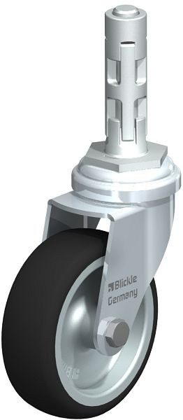 Blickle LRA-PATH 75G-E01 Apparate-Lenkrolle mit Expander, Thermoplastisches Polyurethan, Grau, 848607