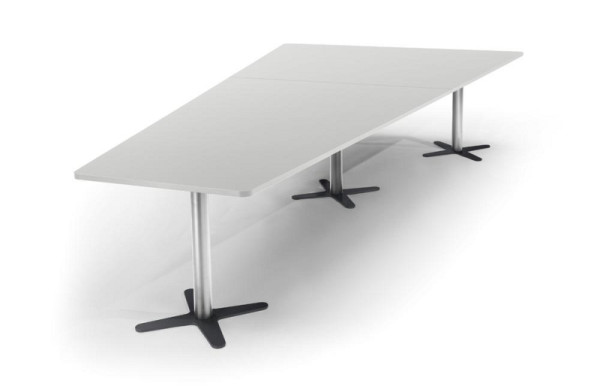 Deskin Konferenztisch DUBLIN, Dekor: Lichtgrau, Gestellfarbe: Verchromt / Anthrazit RAL 7016, BxHxT: 3800 x 735 x 1975 mm, 330298