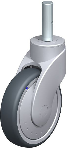 Blickle LWGX-TPA 126XK-FK-ZAX51 Kunststoff-Lenkrolle WAVE, rostfrei, mit Zapfen, Thermoplastisches Gummi-Elastomer, Grau, 751749