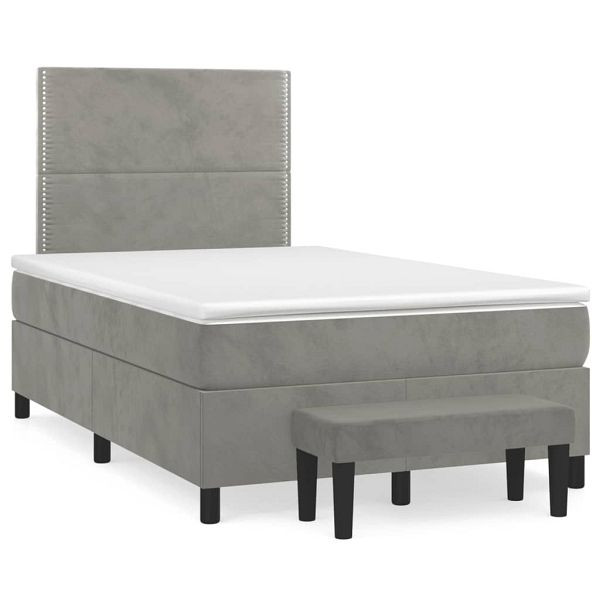vidaXL Boxspringbett mit Matratze Hellgrau 120x190 cm Samt, 3270463