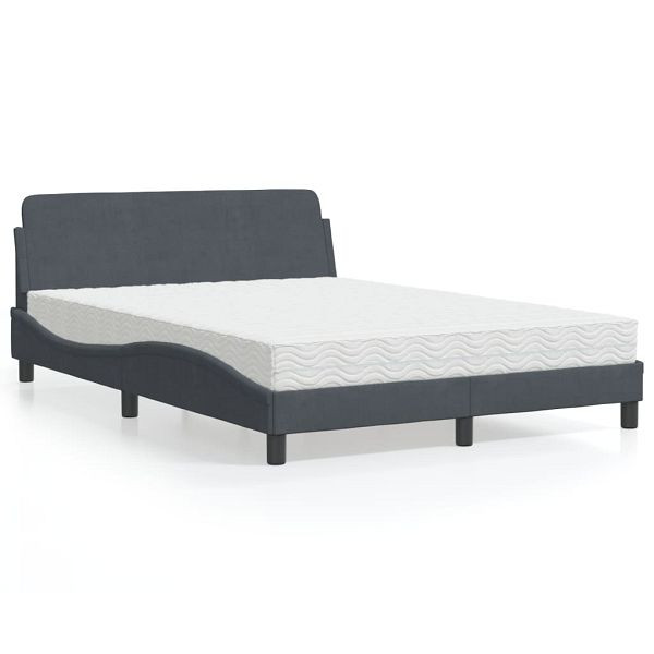vidaXL Bett mit Matratze Dunkelgrau 120x200 cm Samt, 3208372