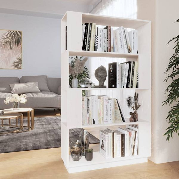 vidaXL Bücherregal/Raumteiler Weiß 80x25x132 cm Massivholz Kiefer, 814060