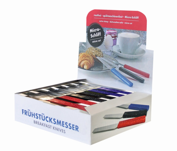 Schneider Thekendisplay Frühstücksmesser, 30 Messer/Display, 10 x rot, 10 x blau, 10 x schwarz, 261810