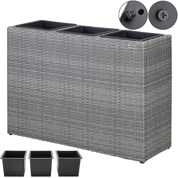 casaria Polyrattan Blumentopf Grau 83x30,5x60cm, 108642