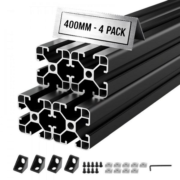 VEVOR 4040 Aluminium Profile 4 Stk. 40cm, Eloxiert, EU-Standard, Hochfeste Aluschiene für 3D-Drucker/CNC, Schwarz, TXOBLXCDGHS45CCPQ001V0