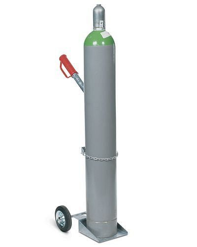 DENIOS Stahlflaschenwagen GFR-1, für 1 Gasflasche (Ø 250 mm), Vollgummi-Bereifung, 115205