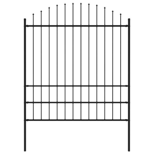 vidaXL Gartenzaun mit Speerspitzen Stahl (1,75 - 2) x 1,7 m Schwarz, 144945