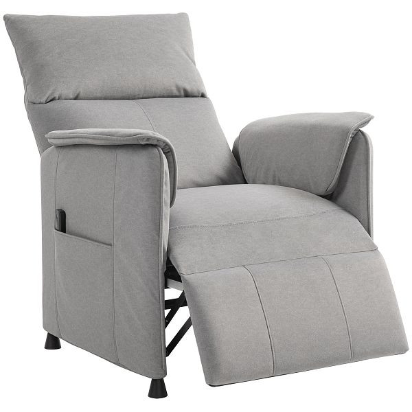 HOMCOM Relaxsessel mit leisem Motor, Polstersessel mit robusten Stoffbezug, Memory-Funktion, anpassbare Fußstütze, Grau, 83B-327V90GY