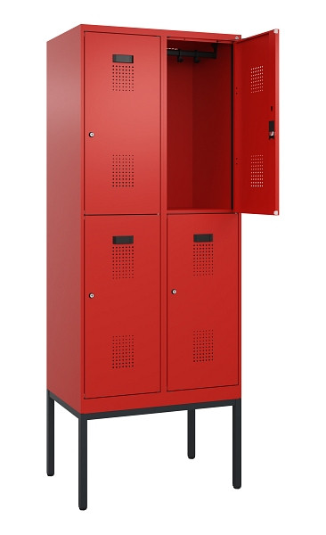 C+P Doppelstock-Spind Evolo PLUS, Gestell, 4 Fächer, 2120x800x500mm, 3020/3020, Zylinderschloss, 0493307-22 S10052