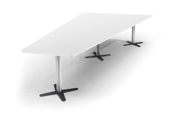 Deskin Konferenztisch DUBLIN, Dekor: Weiß, Gestellfarbe: Verchromt / Anthrazit RAL 7016, BxHxT: 3800 x 735 x 1975 mm, 330301