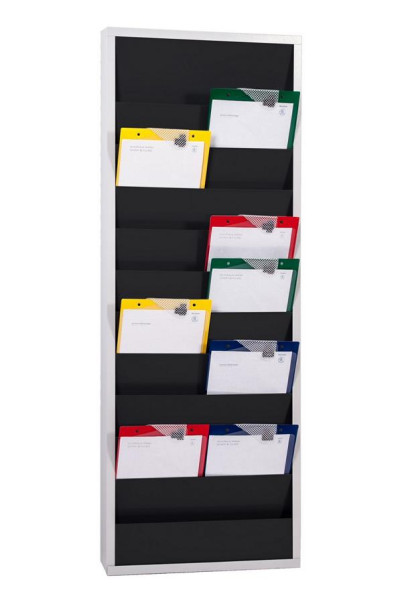 Eichner Planungstafel A4 aus Metall, Farbe: schwarz/grau, 10 Schienen, H: 1278 mm, B: 554 mm, T: 74 mm, 9019-00202-100