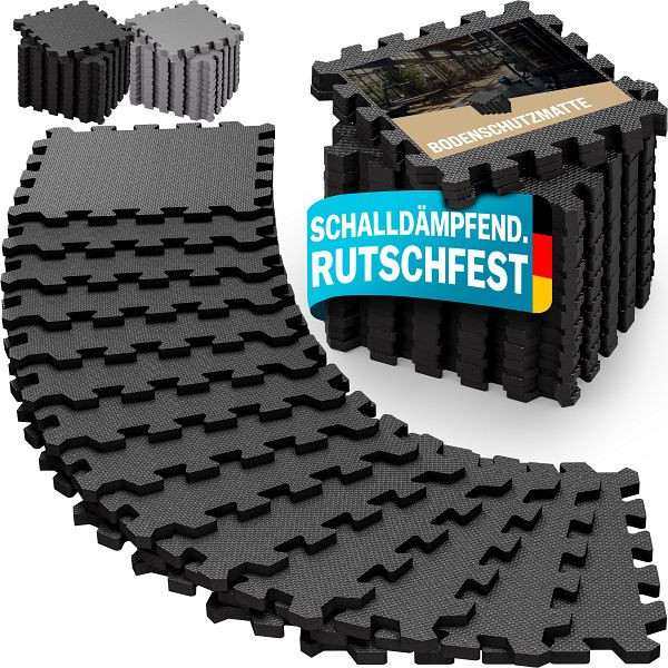monzana Bodenschutz-/Puzzlematten 18er-Set Schwarz 175x88x1cm, 109634