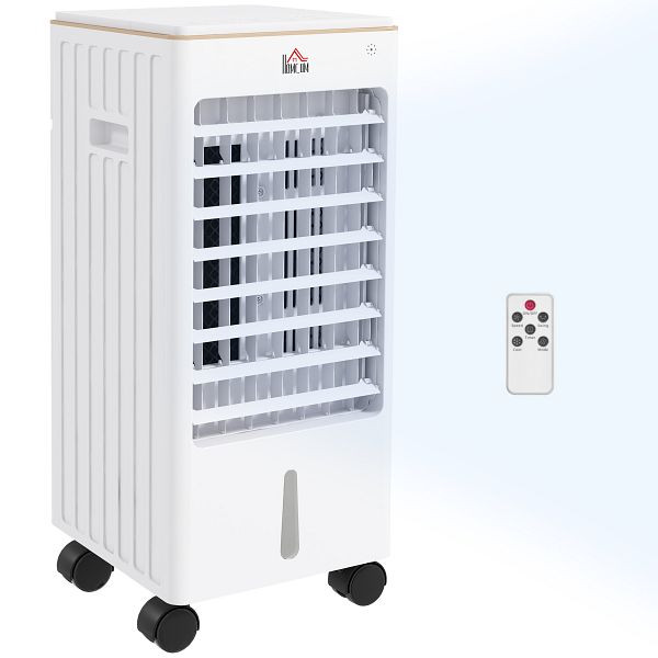 HOMCOM Luftkühler, mobil, mit Luftbefeuchtung, 3 Modi & Geschwindigkeiten, Timer, Weiß, 824-081V90WT
