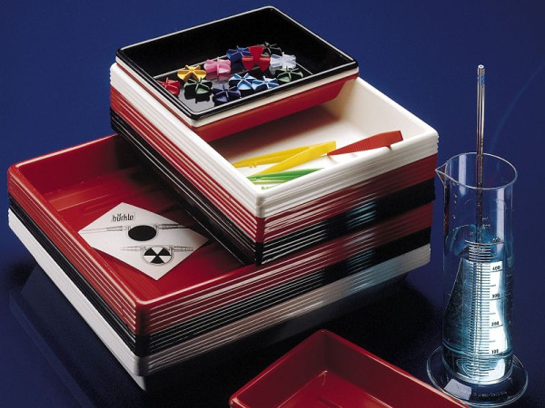 Bürkle Fotoschale, niedere Form, mit Bodenrillen; Farbe: rot, Bodenmaße innen: L x B: 190 x 260 mm, 4202-2018